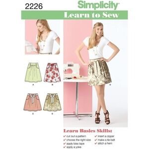 Simplicity Sewing Pattern 2226 Skirt Two Lengths Tie Belt Misses Size 6-18